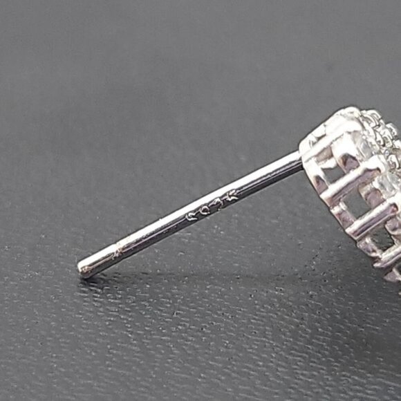 Sterling‎ Silver Heart Stud Earrings With Sparkling Cubic Zirconia Stones - Picture 5 of 5